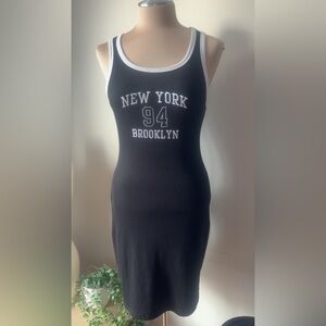 Streetwear Society Black & White 'New York 94 Brooklyn' Ribbed Tank Dress